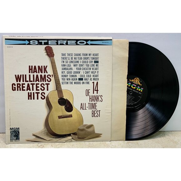 Hank Williams Greatest Hits Country Vinyl LP MGM E3918 14 All Time Best Songs - Picture 1 of 6